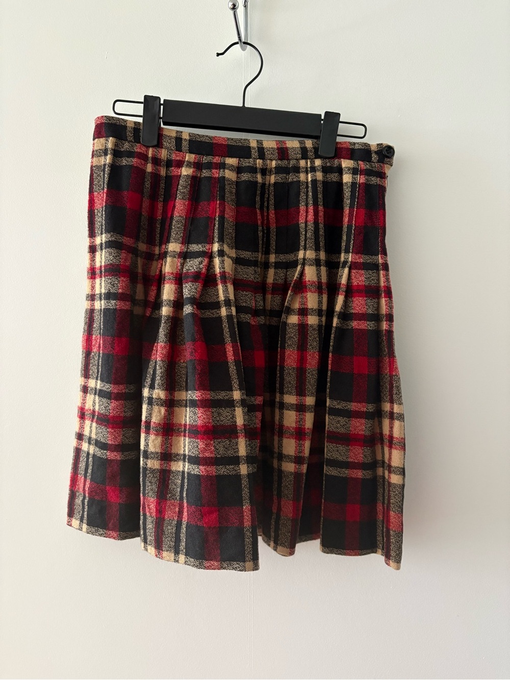 Plaid Circle Skirt in Red, Black & Cream